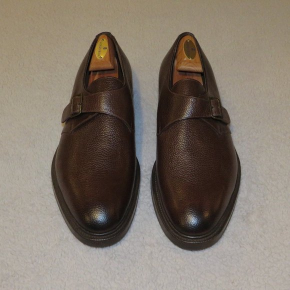 Edward Green Troon Brown Grain Leather Dainite Monk Loafers 11E 202 Last NWOB